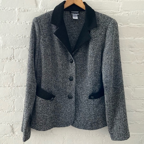 Bfa Classics Jackets & Blazers - Vintage BFA Classics Blazer Jacket Black Gray Tweed Womens 14 Career Dressy